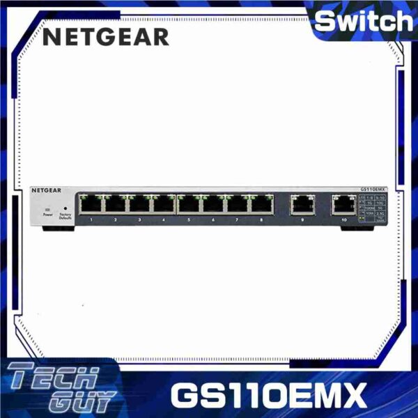 Netgear【GS110EMX】(8-port Gigabit Plus managed switch + 10G/Multi-Gigabit Uplink (2 x 10Gig/Multi-G) 網絡交換機