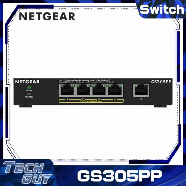 Netgear【GS305PP】4-PoE 83W 5-Port Gigabit 網絡交換機