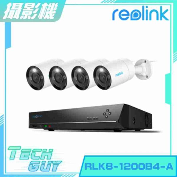 Reolink【RLK8-1200B4-A / RLK8-1200D4-A】8-Channel PoE NVR Kit w/ 4*H.265 12MP PoE (Bullet/Turret) Camera