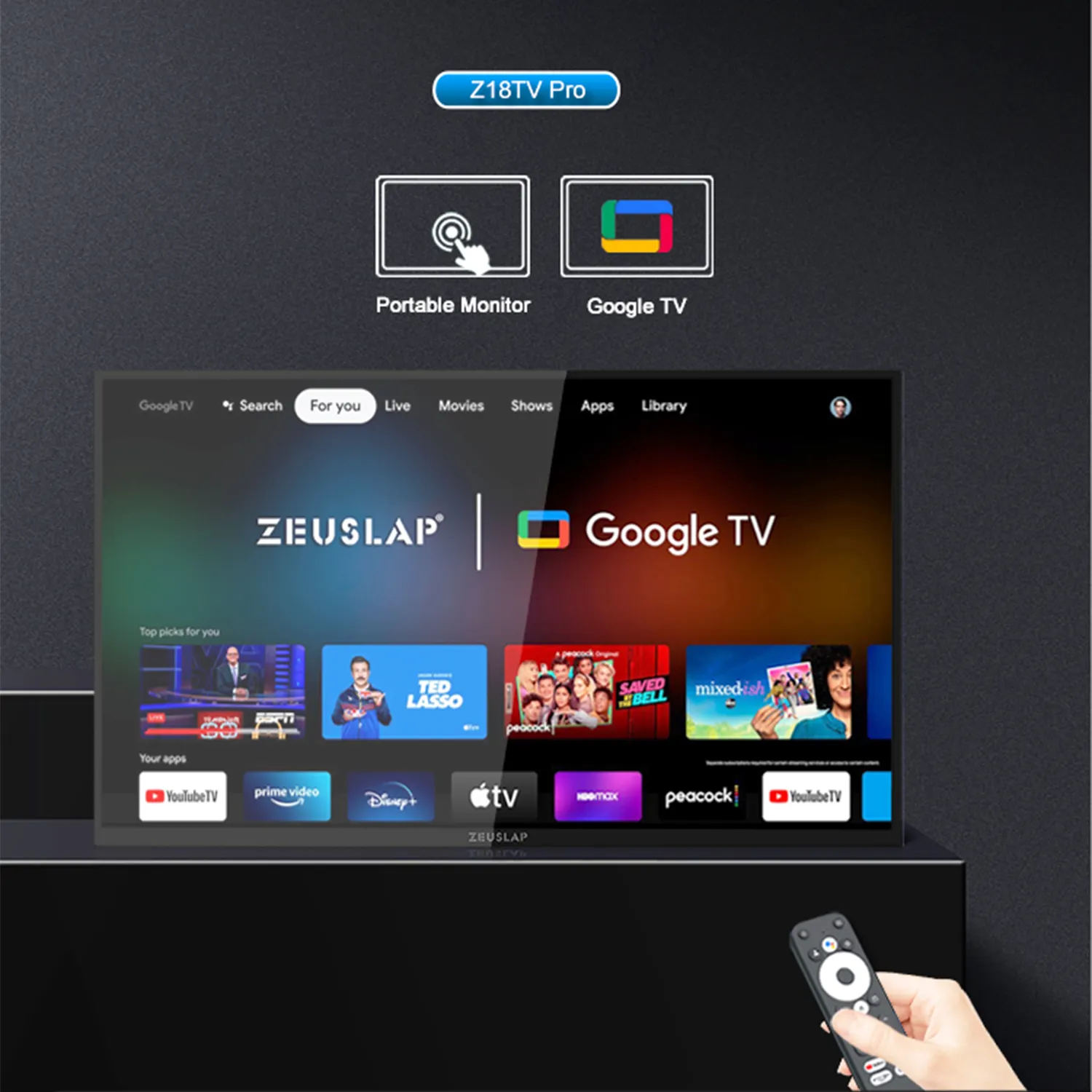 Zeuslap 18.5寸 1080P Google TV Z18TV Pro 智能便攜顯示器 1