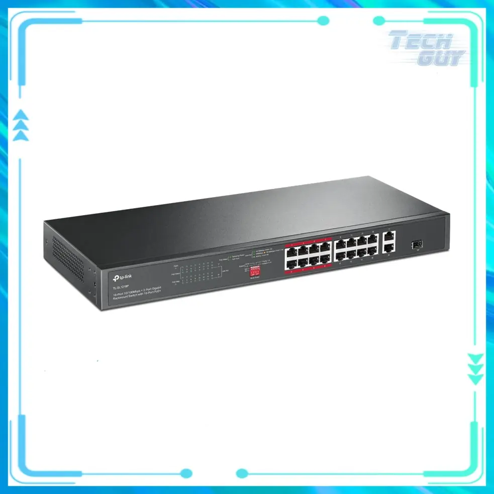 TP-Link TL-SL1218P (2) TP-Link TL-SL1218P 16-Port 10/100 Mbps + 2-Port Gigabit Rackmount PoE Switch with 16-Port PoE+:圖片 2