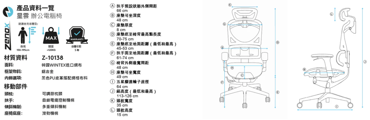 Zenox Ergonomic - Nebula Office Chair 辦公電腦椅 (Mesh/Black) 1