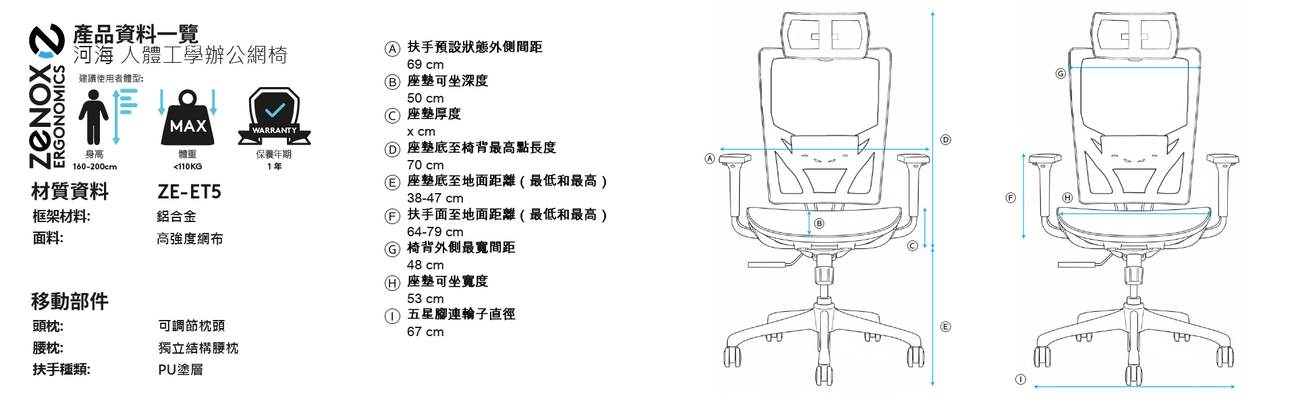 Zenox Ergonomics - Hokai Office Chair 人體工學辦公網椅 (Grey) 1